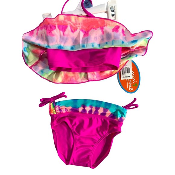 New Mini Tangerine Size 24 months GIrls Toddler Multicolor tye tie dye 2 pc swim - Picture 2 of 6